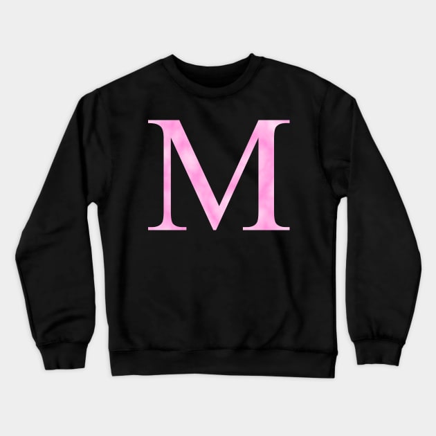 Watercolor Letter M Vibrant Light Pink Crewneck Sweatshirt by Dreamer